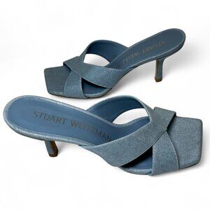 Stuart Weitzman Women's Carmen 75 Slide Heeled Sandal - Blue - Size 7, NWOT